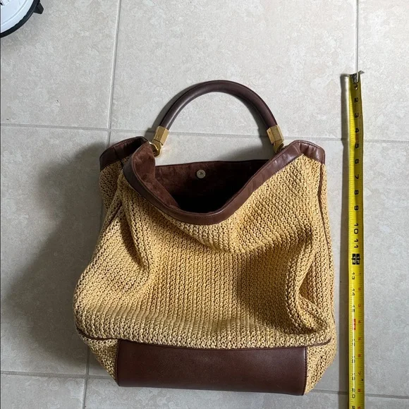 Yves Saint Laurent Roady Natural Raffia Woven Brown Leather Large Hobo bag - Picture 13 of 13